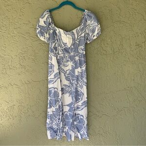 Linen Blend Floral Dress